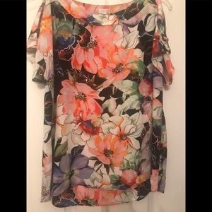 Spense large top cute open sleeve flowers print